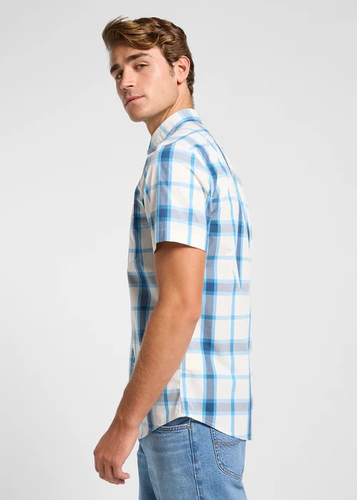 Lee Button Down Short Sleeve Stream Ecru Plaid Check - 112363688