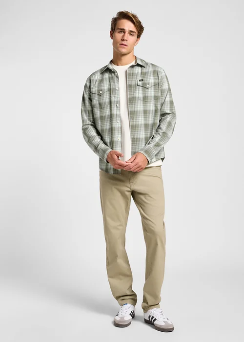 Lee Regular Shirt Olive Groove Ombre Plaid Check