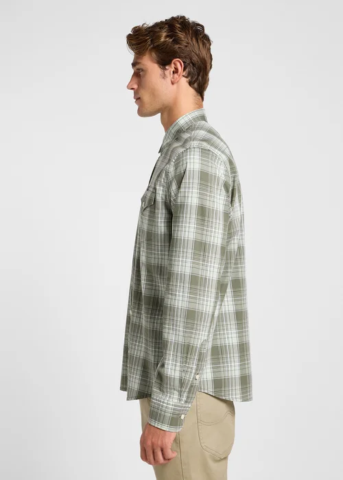 Lee Regular Shirt Olive Groove Ombre Plaid Check