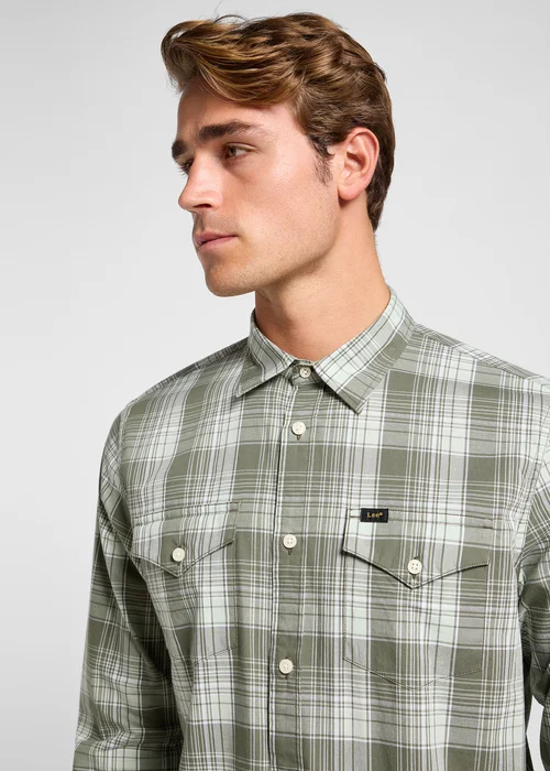 Lee Regular Shirt Olive Groove Ombre Plaid Check