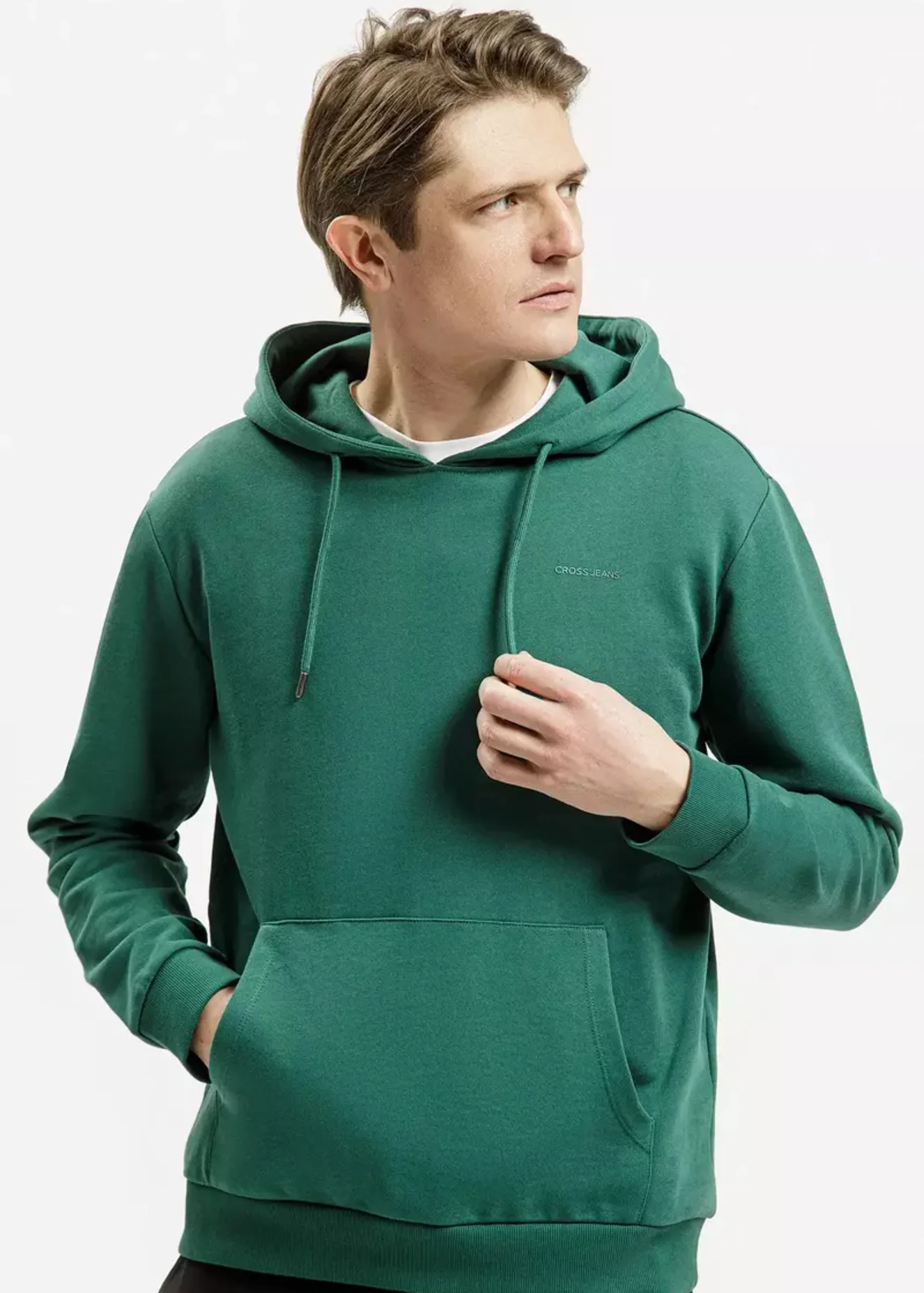 Cross Jeans Hoodie Sweatshirt Emerald 479