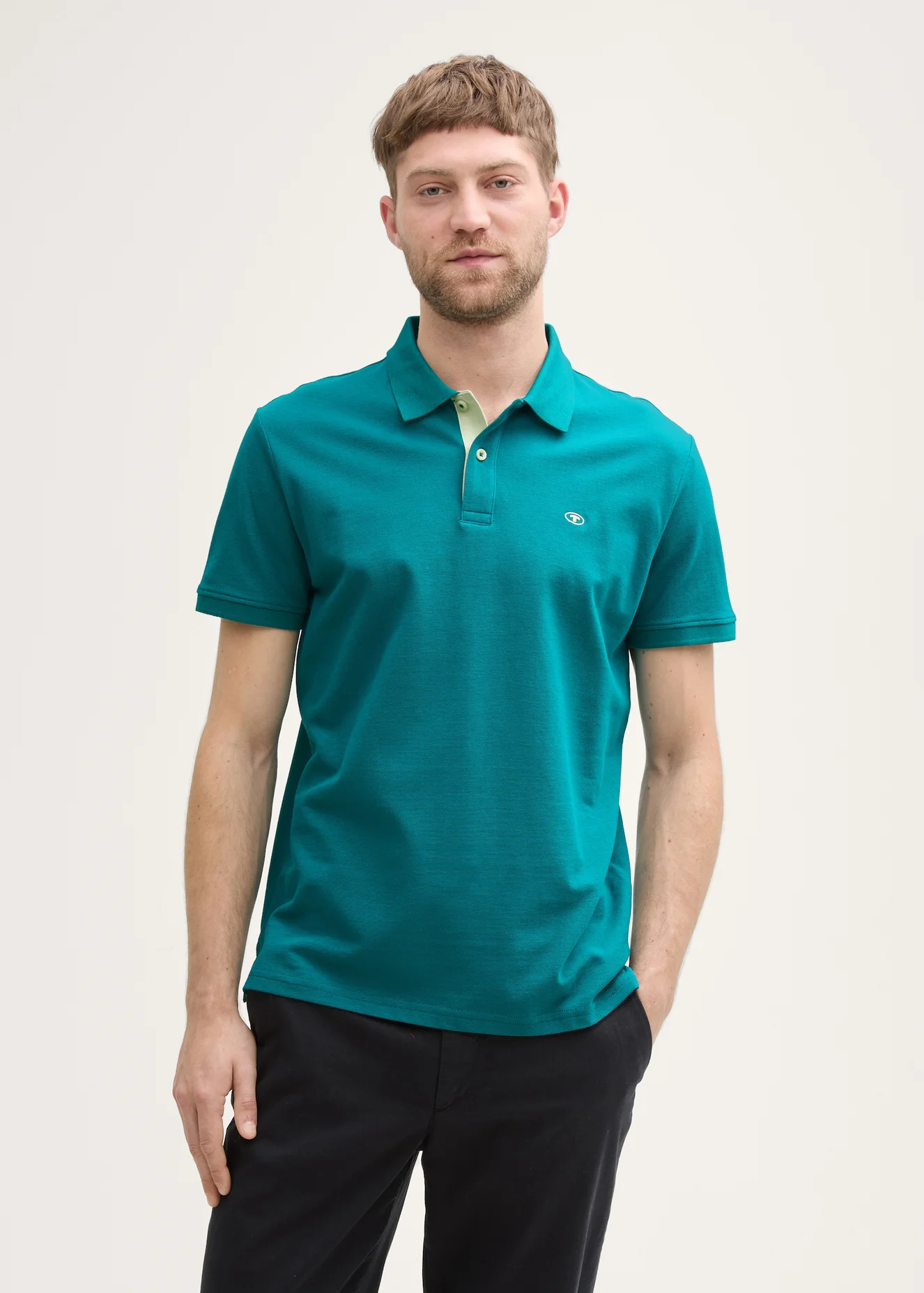 Tom Tailor Basic Polo With Contrast Dark Bottle Green