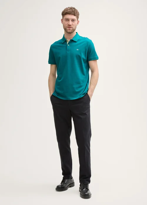 Tom Tailor Basic Polo With Contrast Dark Bottle Green