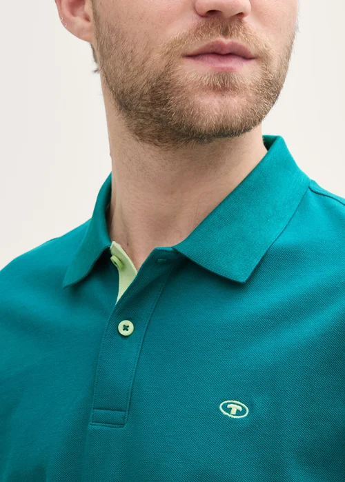 Tom Tailor Basic Polo With Contrast Dark Bottle Green - 1031006-11037