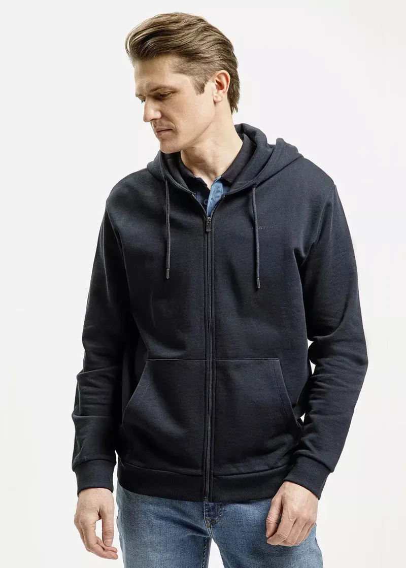 Cross Jeans Zip Hoodie Sweatshirt Navy 001 - 25503-001