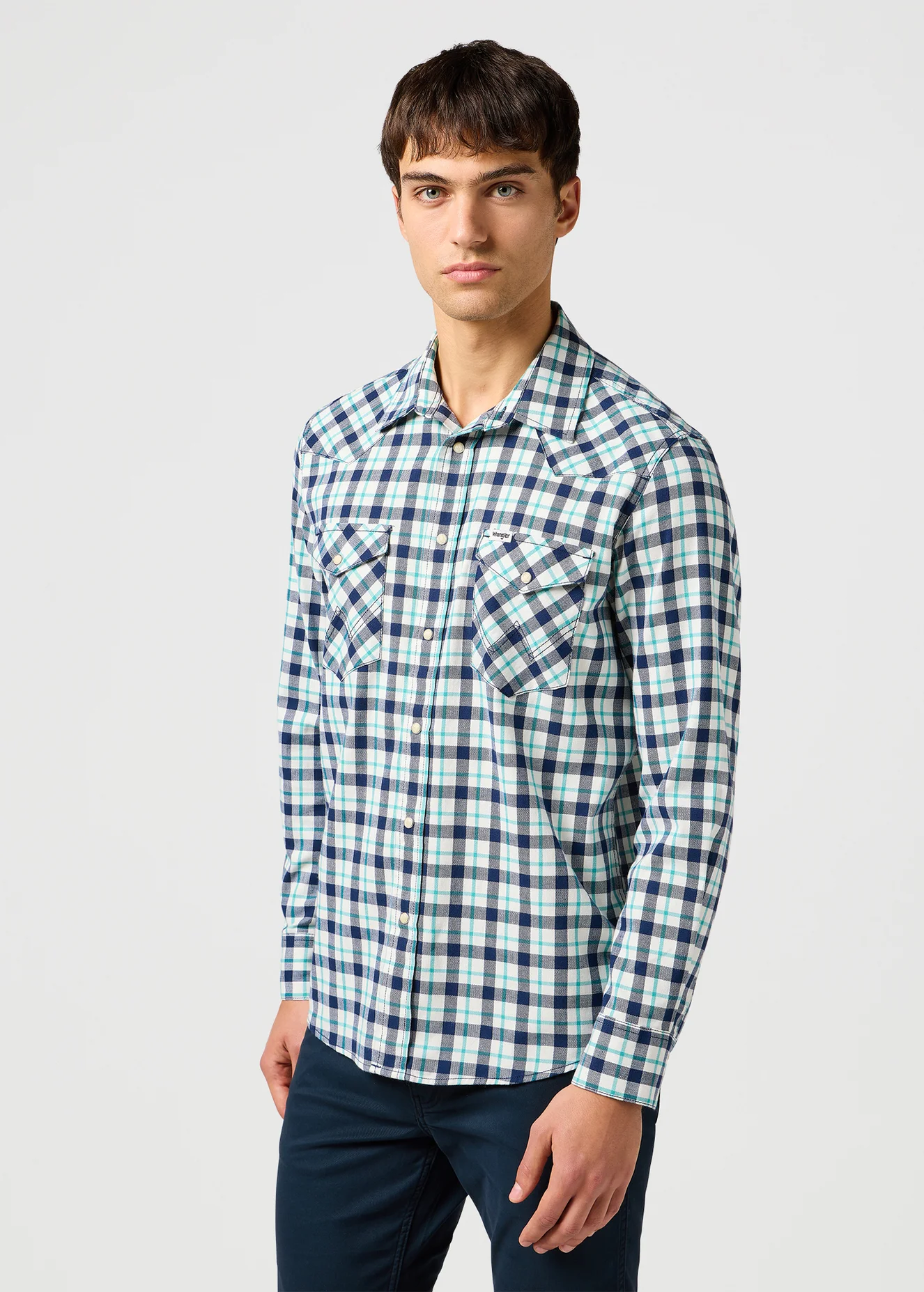 Wrangler Western Shirt Blue Check - 112362384