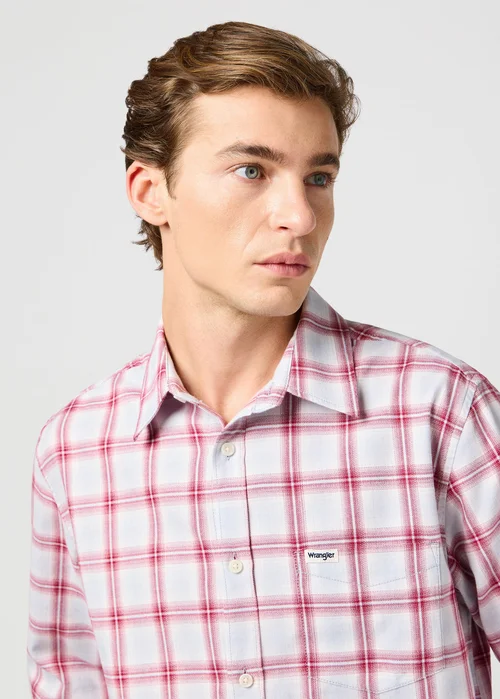 Wrangler One Pocket Shirt Light Blue Check