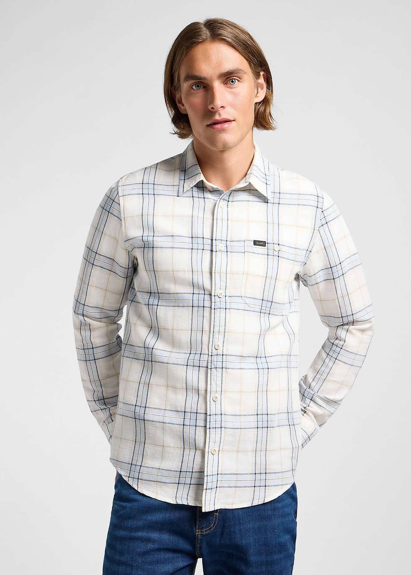 Lee Leesure Shirt Shy Blue Check - 112363901