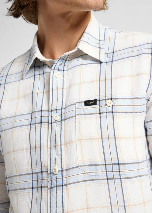 Lee Leesure Shirt Shy Blue Check - 112363901