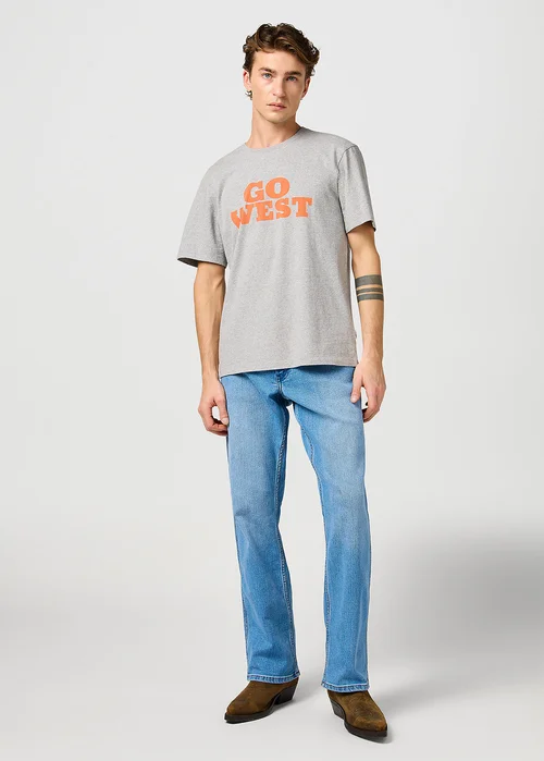 Wrangler Graphic Tee Mid Grey Mele - 112364087