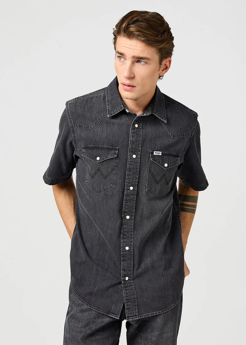 Wrangler Short Sleeve Western Shirt Enchanted Black - 112362746