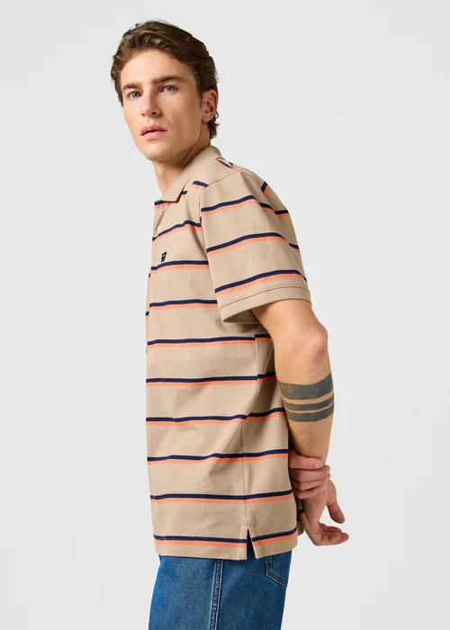 Wrangler Stripe Polo Tee Khaki - 112362831