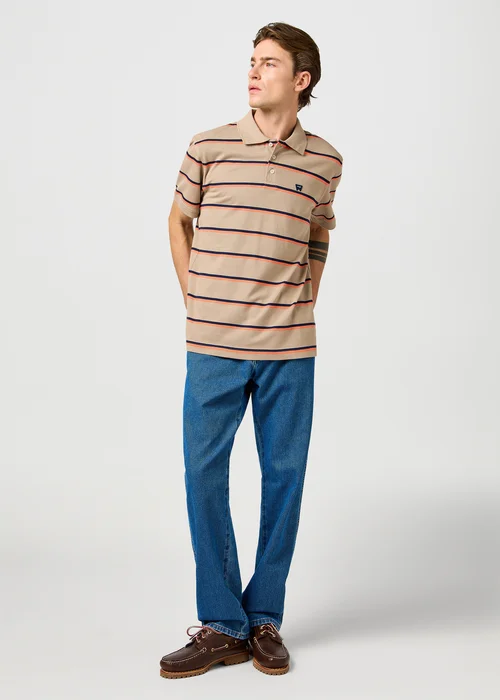 Wrangler Stripe Polo Tee Khaki