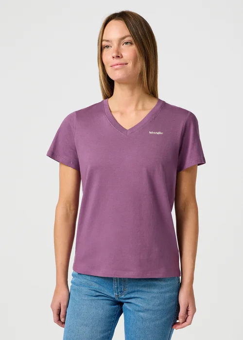 Wrangler Drapey V Neck Tee Berry - 112362318