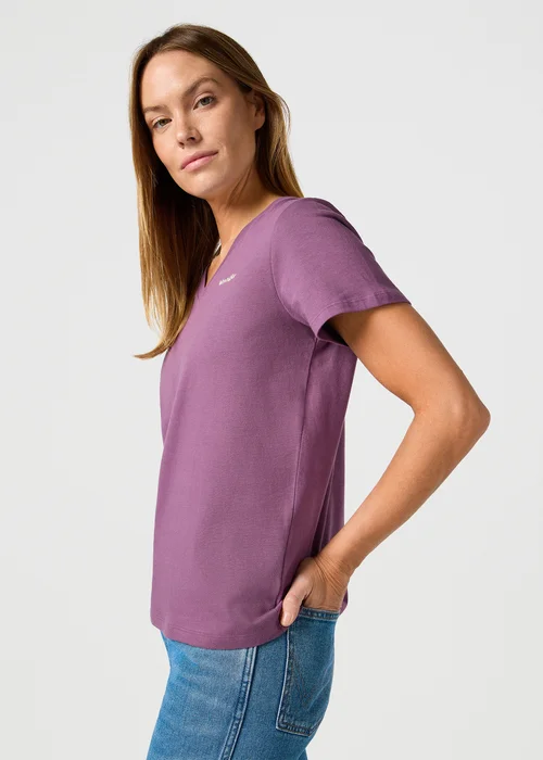 Lee Drapey V Neck Tee Berry - 112362318