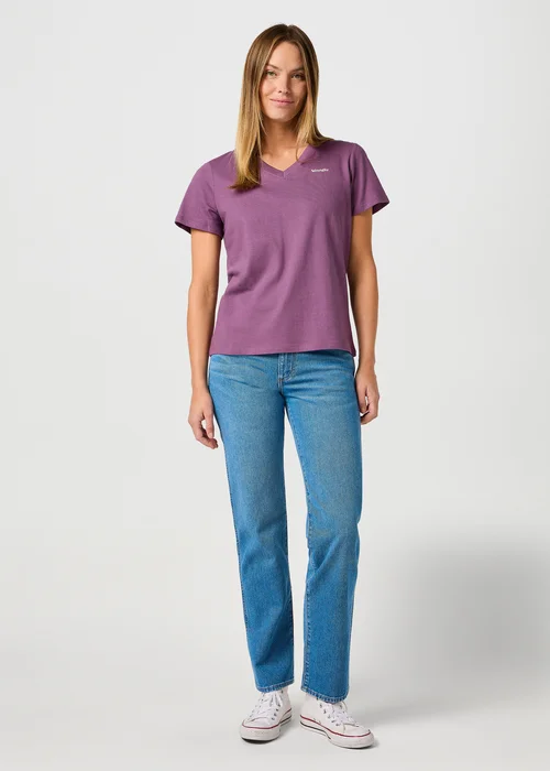 Wrangler Drapey V Neck Tee Berry - 112362318