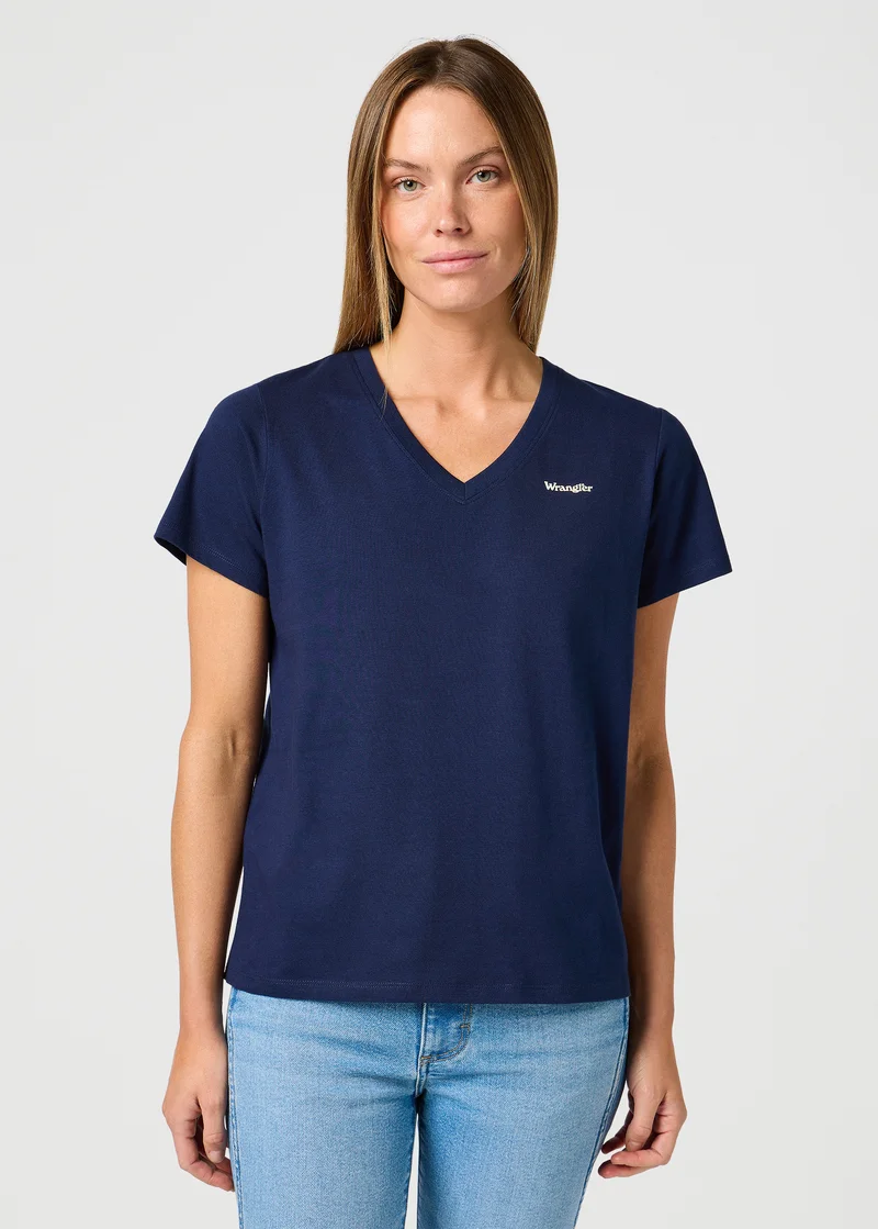 Lee Drapey V Neck Tee Navy - 112362546