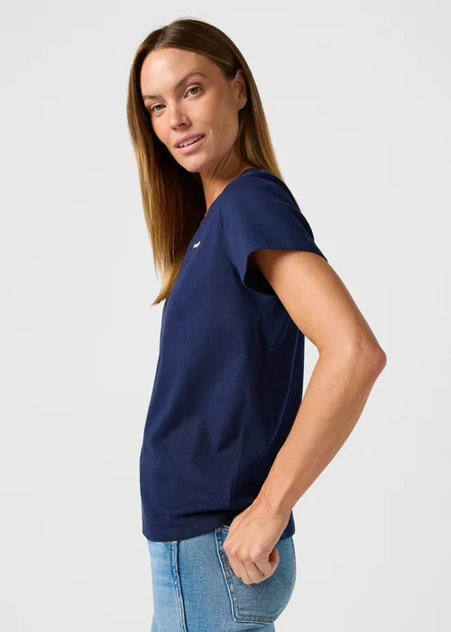 Wrangler Drapey V Neck Tee Navy - 112362546