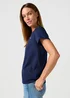 Lee Drapey V Neck Tee Navy - 112362546