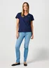 Wrangler Drapey V Neck Tee Navy - 112362546