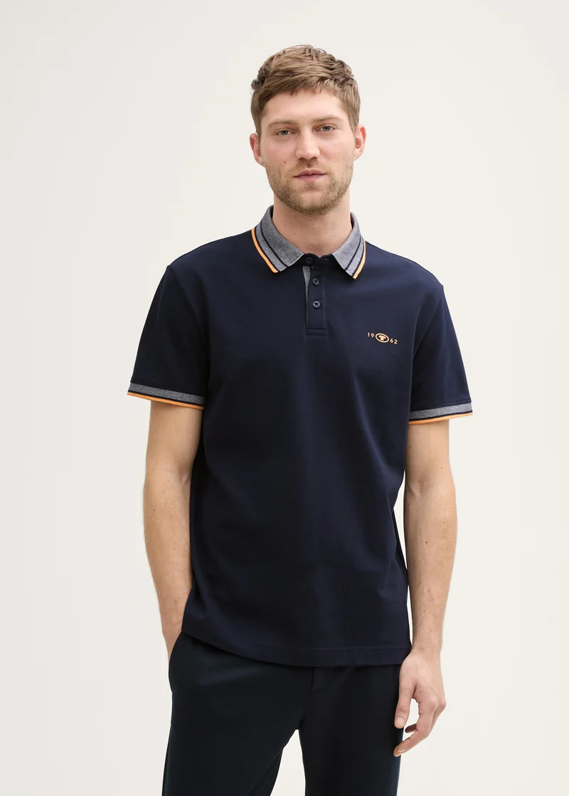 Tom Tailor Piqu Polo Shirt With Stretch Sky Captain Blue - 1045629-10668