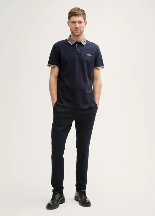 Tom Tailor Piqu Polo Shirt With Stretch Sky Captain Blue - 1045629-10668