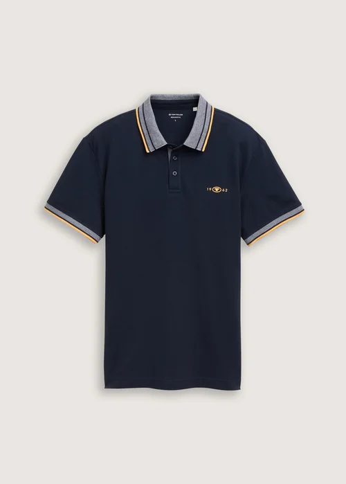 Tom Tailor Piqu Polo Shirt With Stretch Sky Captain Blue - 1045629-10668