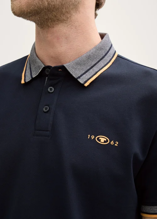 Tom Tailor Piqu Polo Shirt With Stretch Sky Captain Blue - 1045629-10668