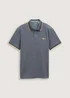 Tom Tailor Piqu Polo Shirt With Stretch Navy Grey Mint Twotone - 1045629-35198