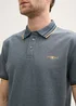 Tom Tailor Piqu Polo Shirt With Stretch Navy Grey Mint Twotone