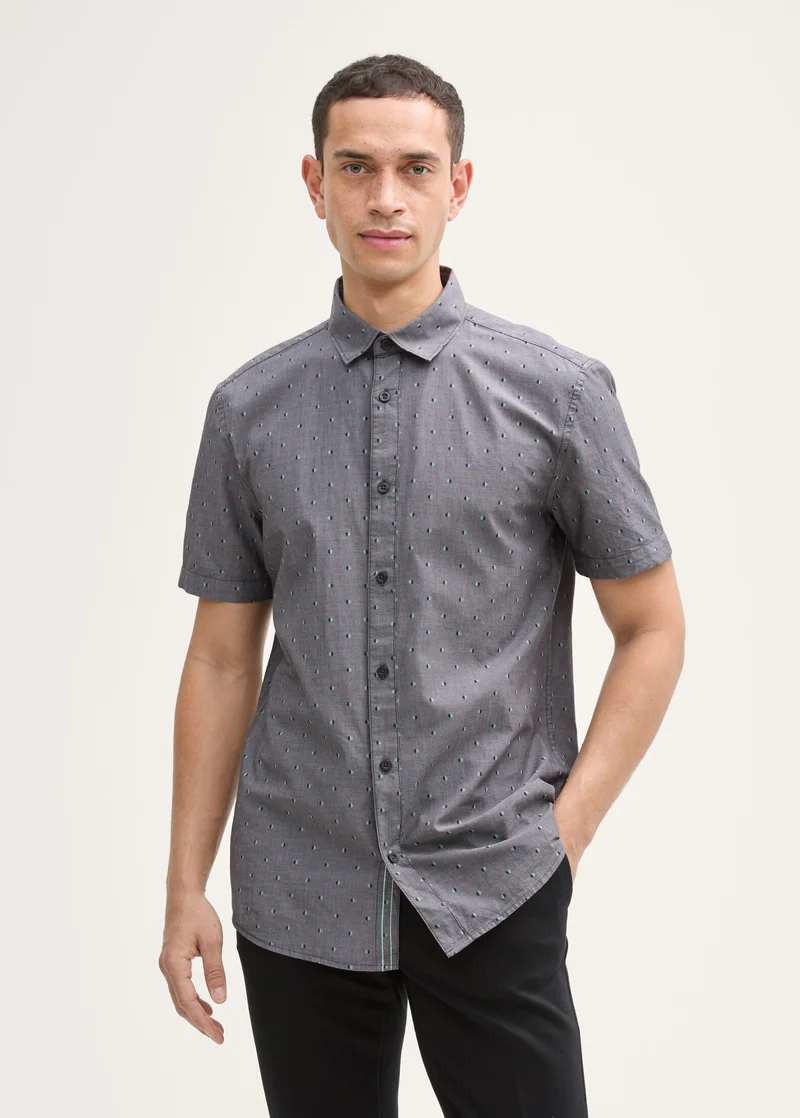 Tom Tailor Shirt Grey Small Hexagon Design