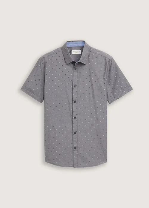 Tom Tailor Shirt Grey Small Hexagon Design - 1045082-37272