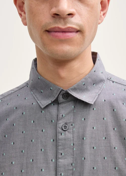 Tom Tailor Shirt Grey Small Hexagon Design