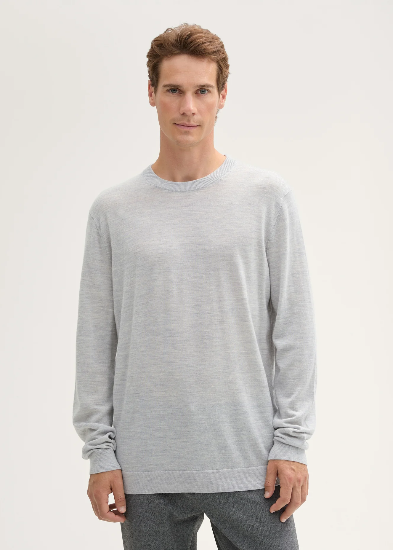 Tom Tailor Knitted Jumper In Merino Wool Ordinary Grey Melange