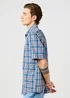 Wrangler Short Sleeve Western Shirt Blue Shadow Check