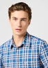 Wrangler Short Sleeve Western Shirt Blue Shadow Check