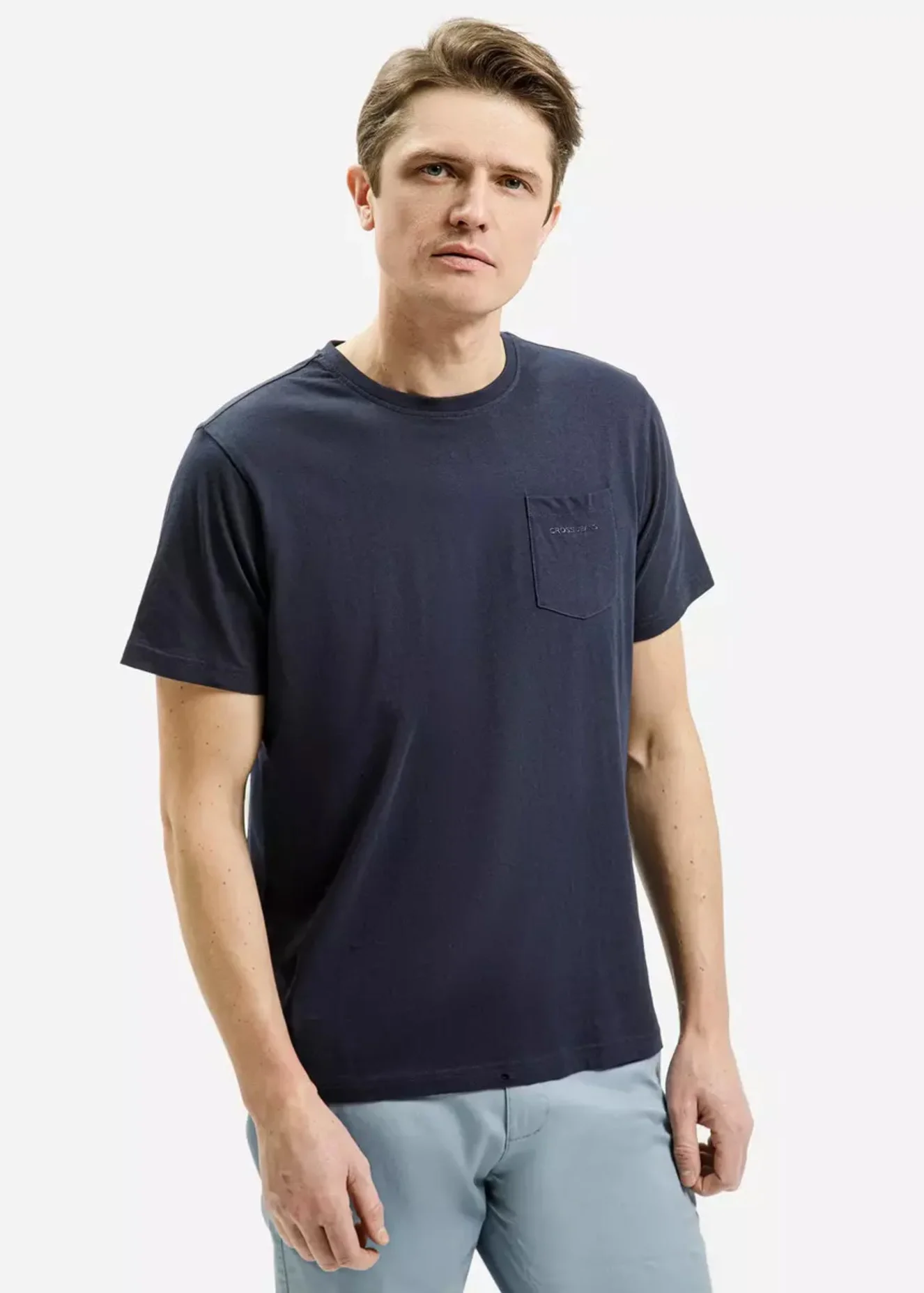 Cross Jeans Basic One Pocket Tee Nav 001