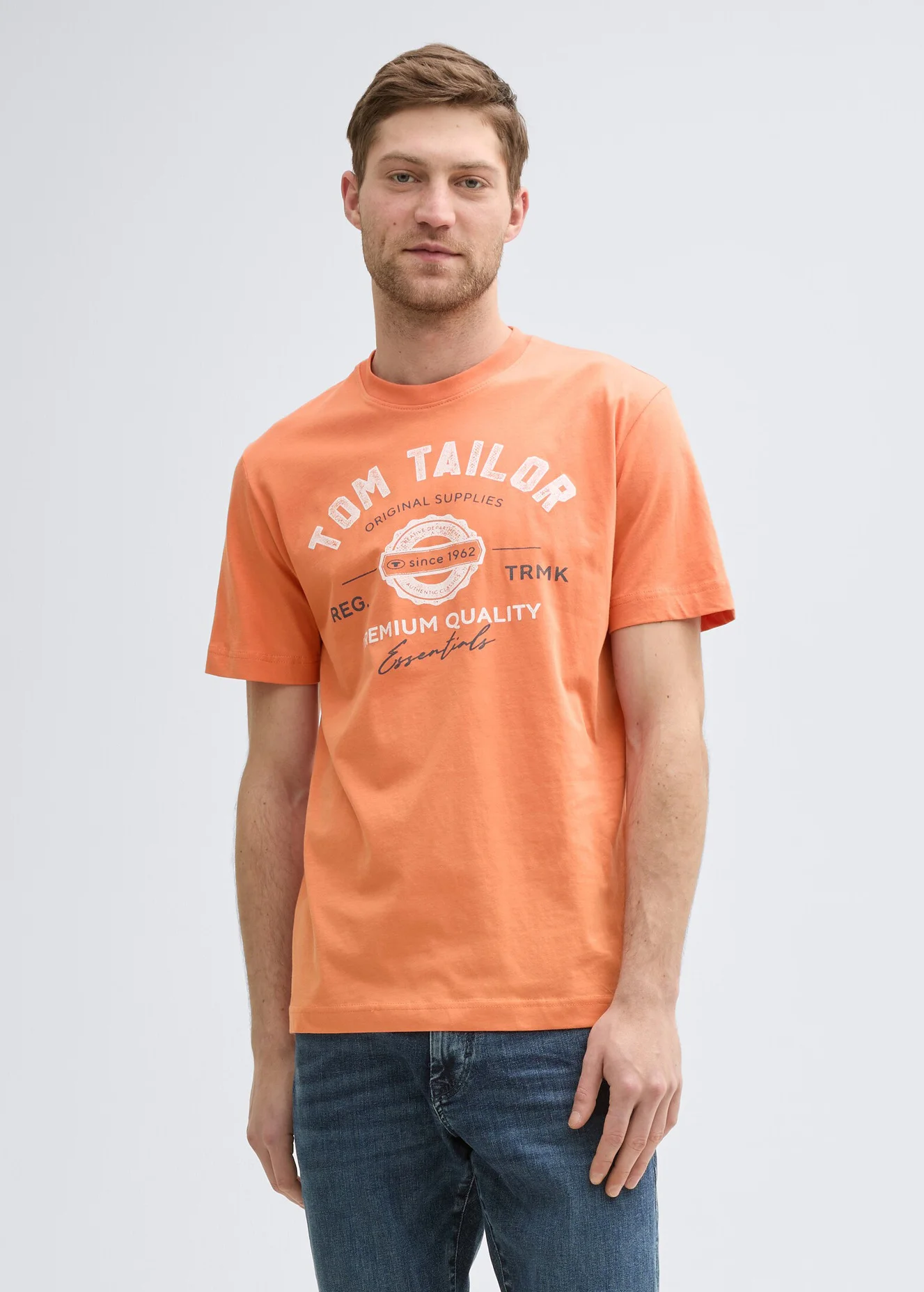 Tom Tailor T Shirt With Logo Print Brick Orange