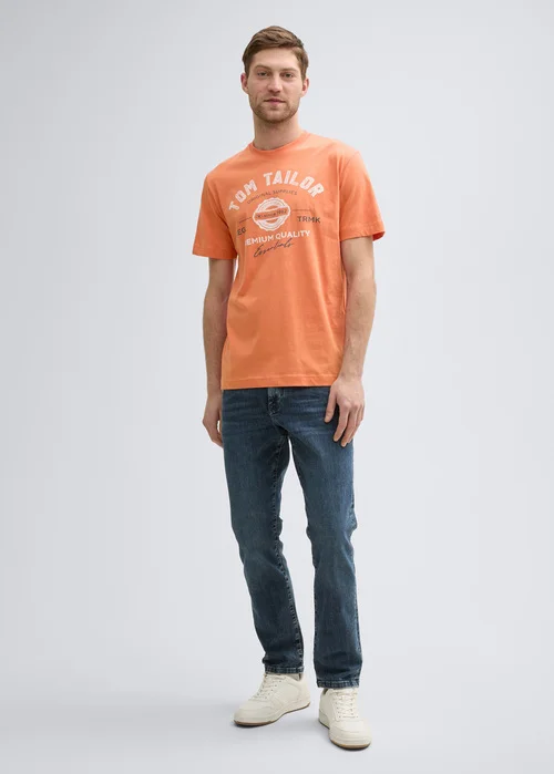 Tom Tailor T Shirt With Logo Print Brick Orange