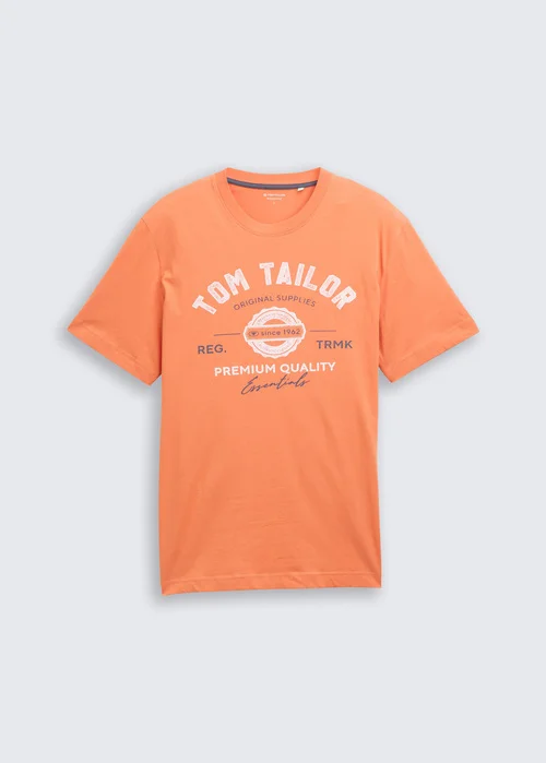Tom Tailor T Shirt With Logo Print Brick Orange