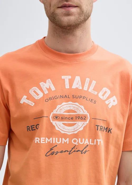 Tom Tailor T Shirt With Logo Print Brick Orange
