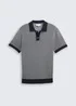 Tom Tailor Knitted Cotton Polo Shirt Navy White Fancy Stripe
