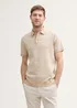 Tom Tailor Knitted Cotton Polo Shirt Cashew Beige White Fancystripe