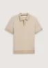 Tom Tailor Knitted Cotton Polo Shirt Cashew Beige White Fancystripe