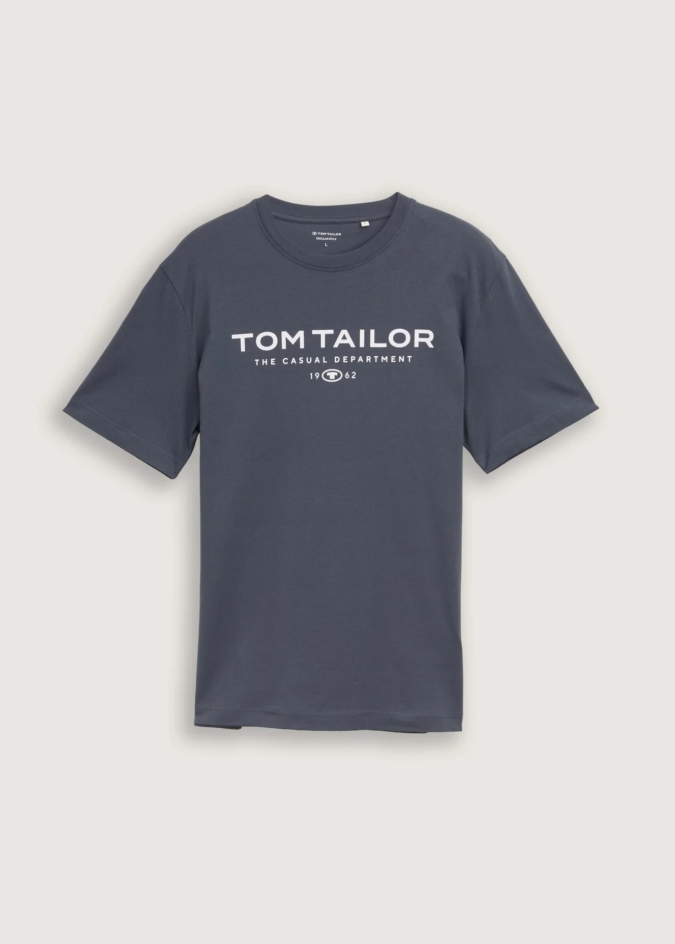 Tom Tailor Cotton T Shirt With Logo Print Blueish Grey