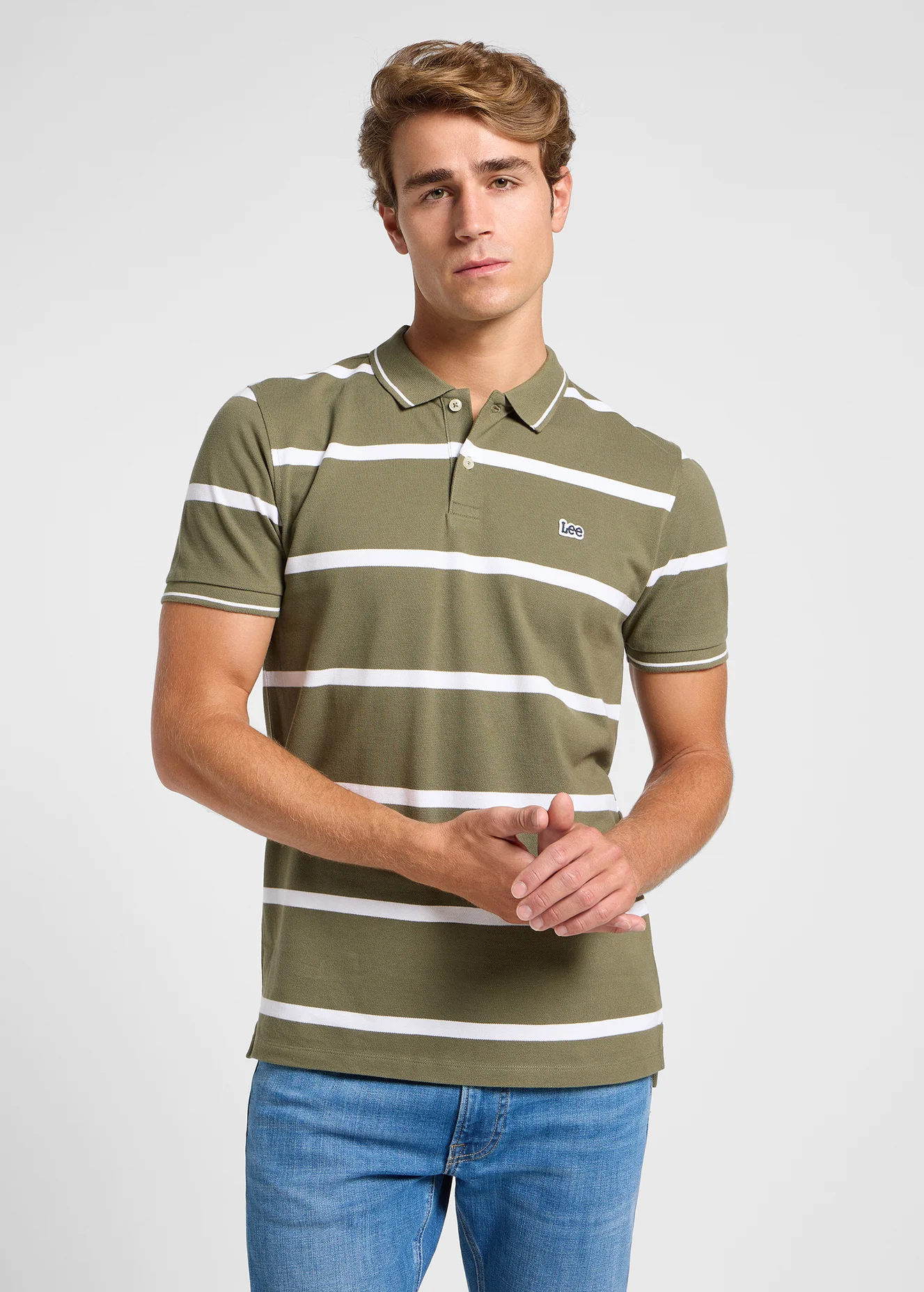 Lee Pique Polo Mercantile Stripe Green