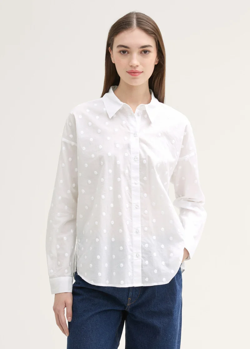 Tom Tailor Blouse With Dotted Texture White