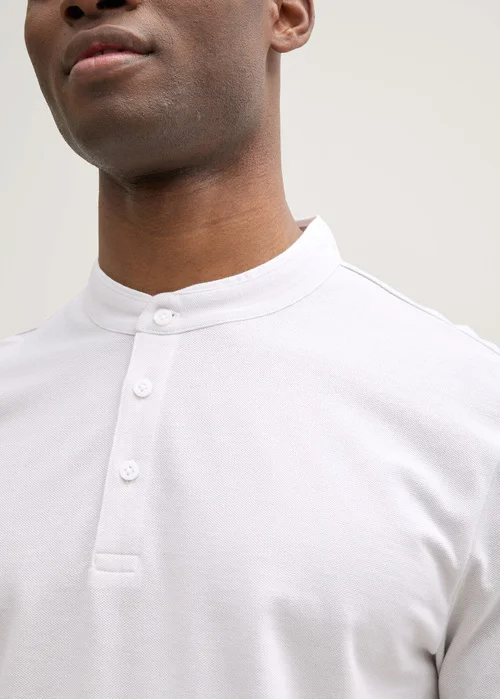 Denim Tom Tailor Pique Polo Shirt Chalk Grey White Two Tone