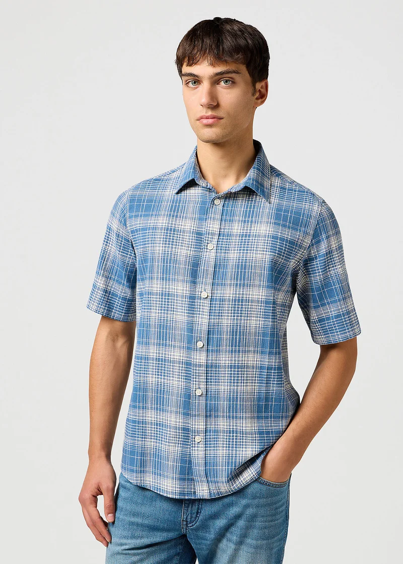 Wrangler Short Sleeve Shirt Blue Check