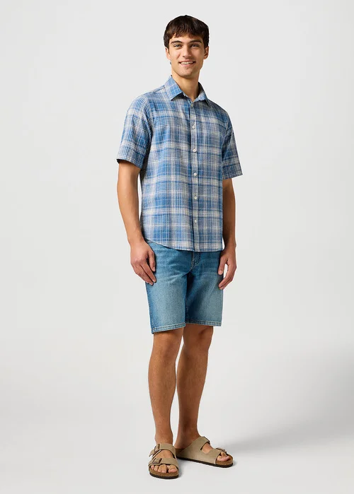 Wrangler Short Sleeve Shirt Blue Check